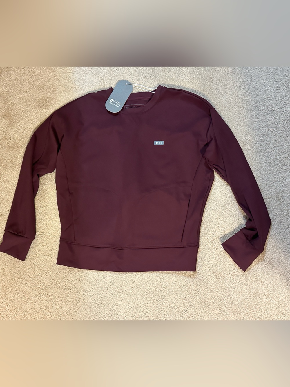 Figs Maroon long sleeve scrub top small